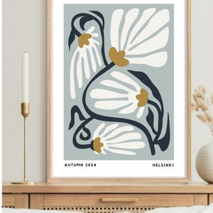 BLUMEN Wandkunstdruck, moderne Wohnkultur, Blumenmarkt Poster, Helsinki Poster, Herbst Zimmer Dekor, botanischer Druck, eklektische Retro-Kunst