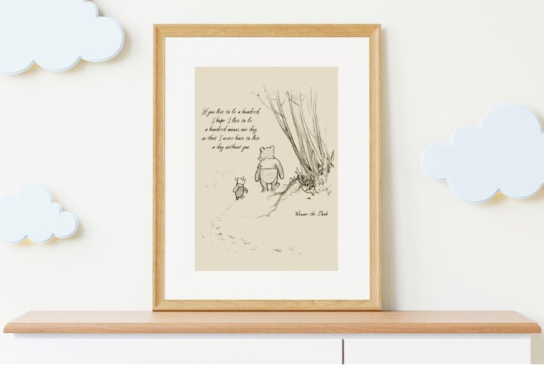 Winnie the Pooh Illustration, Quote Poster, Nursery Wall Art Print ...