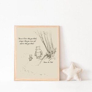 Ilustración de Winnie the Pooh, cartel de citas, impresión de arte de pared de guardería, regalo de cumpleaños de bebé, adorno de habitación para niños, decoración vintage, regalo de recién nacido