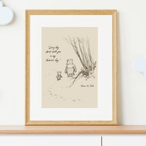 Ilustración de Winnie the Pooh, cartel de citas, impresión de arte de pared de guardería, regalo de cumpleaños de bebé, adorno de habitación para niños, decoración vintage, regalo de recién nacido
