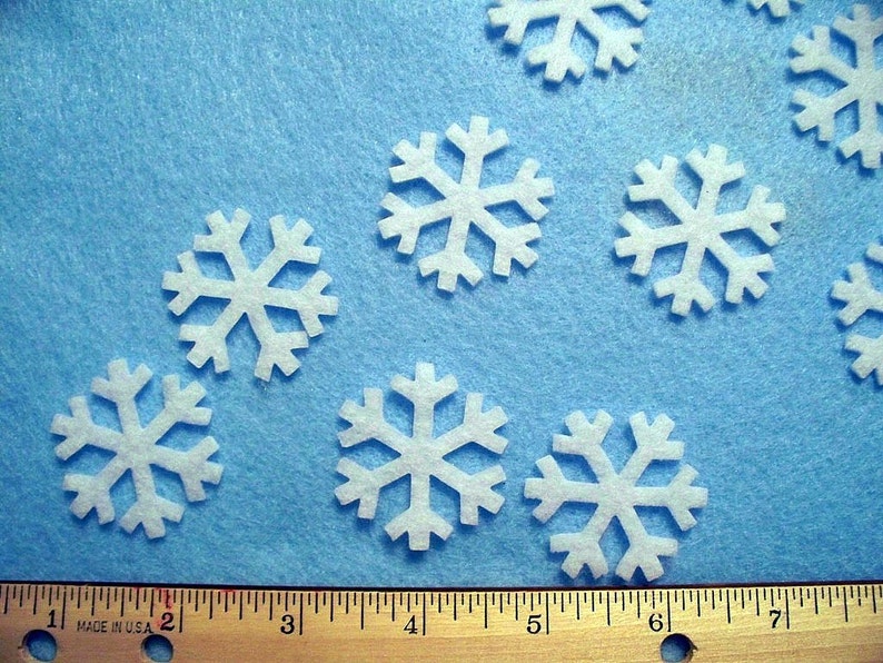 1.5 inch snowflakes 24 pcs craft or wool blend felt your choice of colors image 1