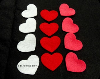 Felt Heart 24 pcs Red, Shocking Pink and White style-2