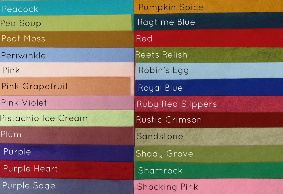 Color Chart for New WOOL FELT Blends 120 Colors - Etsy