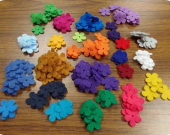 Die cut 1" Felt Flowers 30 pieces Your color choice craft felt