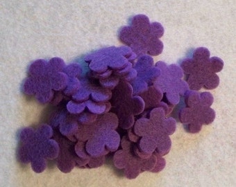 Tiny Die Cut Felt Flowers 30 pcs Violet Sky sewing applique or scrapbook accen - craft felt your color choicet