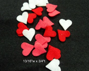 Tiny Felt Heart 24 pcs Red, Shocking Pink and White craft felt