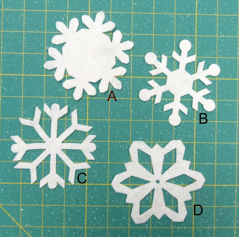 Craft felt, 3.5 to 4 snowflakes 8 pcs total. Up to 4 styles and 4 colors image 1