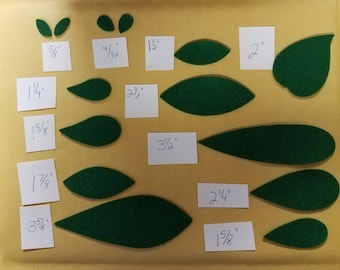 FELTED WOOL Fabric or Wool blend felt-  Die cut LEAVES Many sizes, your choice of color
