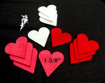 Felt Heart 24 pcs Red, Shocking Pink and White