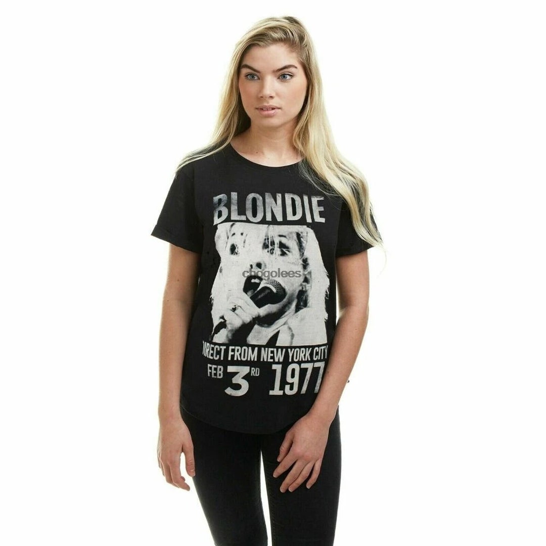 Blondie 1977 Gig Poster T-Shirt – Unisex Cotton Tee, Black Or White, Short Sleeve (S-3XL)