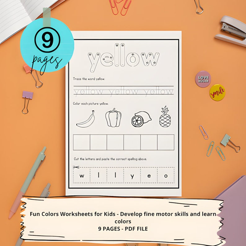 Spell Yellow Worksheet Fun Colors Worksheets, Kids Learning Activities, Fine Motor Skills ...