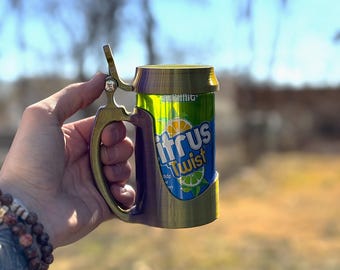 German Stein Inspired Can Handle - A Stylish, Sturdy Drink Safety Cover with German Style Lid Accessory for Regular Sized Soda & Beer Cans