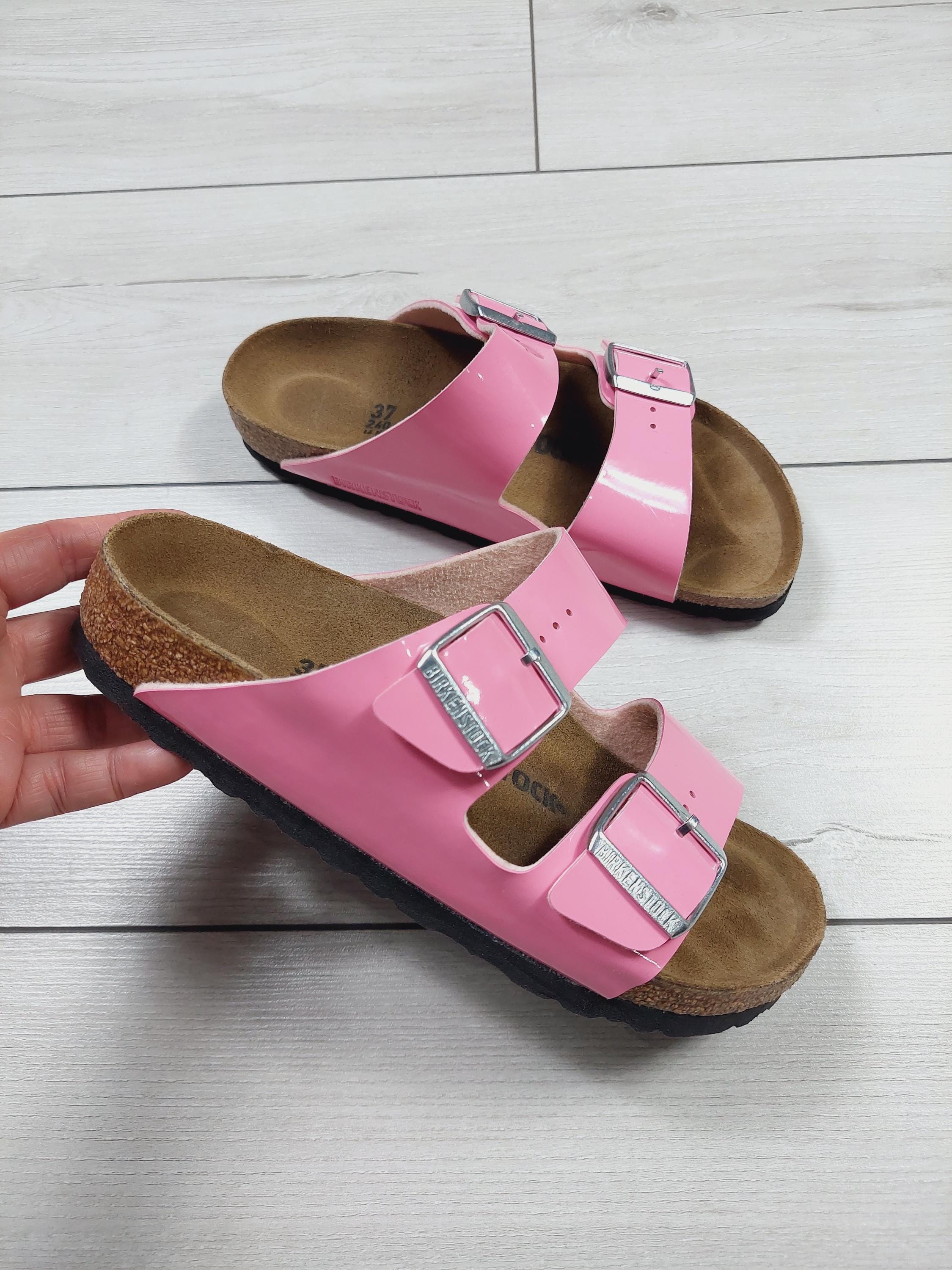 Birkenstock Two-Strap Slide Sandal - pink -Arizona-sz EU 39 used** Amazon.com | Birkenstock Arizona Washed Metallic Metallic  main image 4