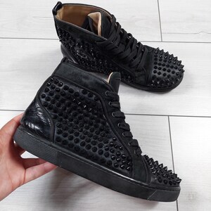 Christian Louboutin High-top Sneakers 39 Black Leather Spike Studs