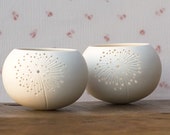 Ceramic candle holder, dandelion design. porcelain tea light Delight Collection - N.5 design by Wapa Studio.