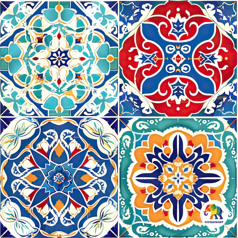 Seamless Colorful Turkish Tile Pattern 12x12 Inch, 3D Mosaic Design ...