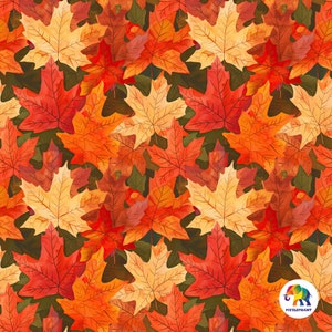 Bellissimo motivo digitale di foglie autunnali senza soluzione di continuità, 12 x 12 pollici, design autunnale ad alta risoluzione 300 DPI, ideale per scrapbooking, progetti di stampa
