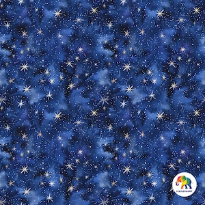 Hypnotisierender Nachthimmel Musterdesign in dunklen Blautönen mit leuchtenden Sternen, 300 DPI, hochwertig, 30 x 30 cm