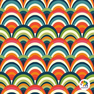 Design numérique à motif rétro, couleurs vives et style ludique et audacieux, nostalgique des années 70 et 80, 30 x 30 cm, impression haute résolution 300 ppp