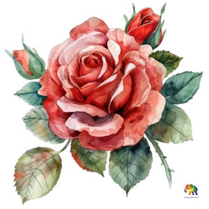 Imágenes prediseñadas de acuarela de flores del mes de nacimiento de junio, 12 x 12 pulgadas PNG, 300 DPI, diseño floral romántico de verano, suministros para manualidades