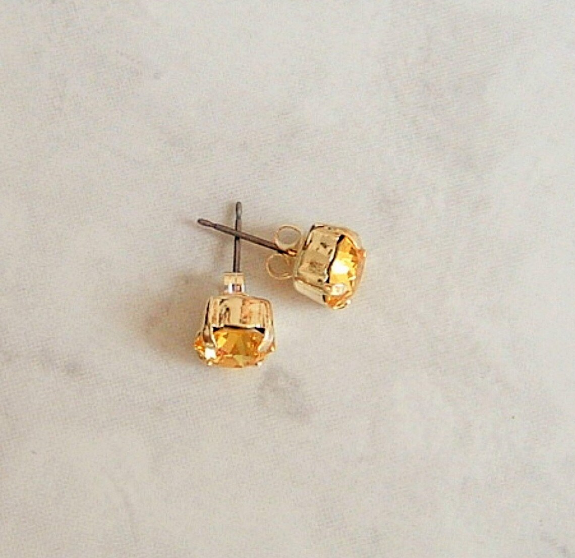Yellow Topaz Earrings Crystal Rhinestone Stud Earrings Etsy