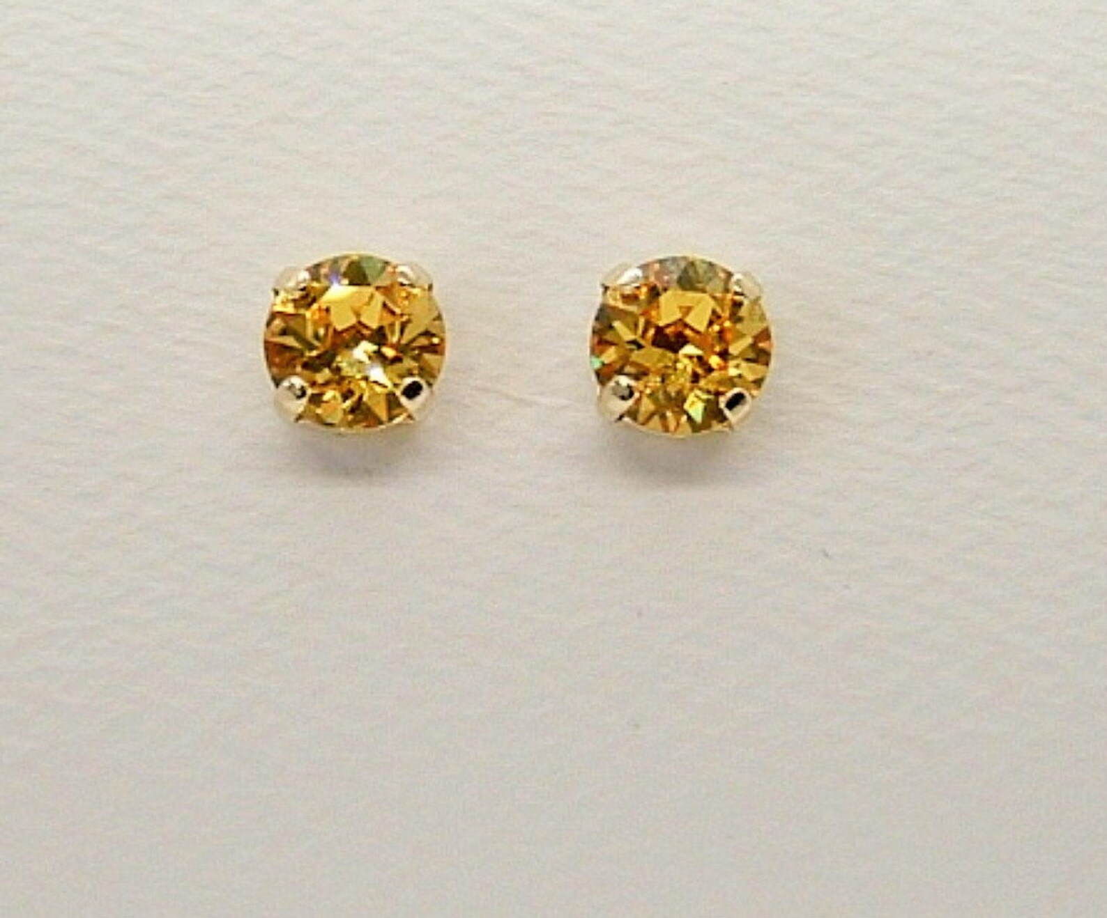 Yellow Topaz Earrings Crystal Rhinestone Stud Earrings Etsy