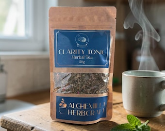 Tónico Clarity para la concentración y la claridad mental / Té de hierbas orgánico de hojas sueltas / Menta piperita, Tulsi