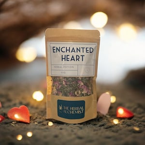 Enchanted Heart Herbal Potion Tea – Hawthorn, Rose, Red Raspberry Leaf Blend for Heart Health & Relaxation – 50g Organic Loose Leaf Tea