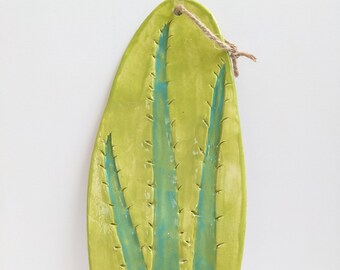 Pressed aloe ceramic wall hanging | handmade gift | wall sculpture | pottery | holiday | wall decor | unique gift | botanical | plant