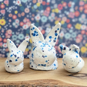 Mini ceramic speckle bunny tiny rabbit handmade clay tiny bunny miniature Easter spring tiny animal Easter basket image 1
