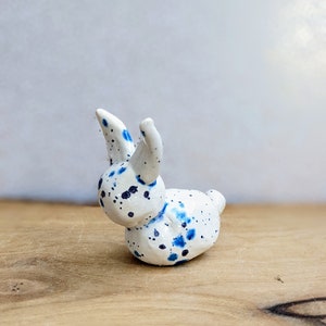 Mini ceramic speckle bunny tiny rabbit handmade clay tiny bunny miniature Easter spring tiny animal Easter basket image 10