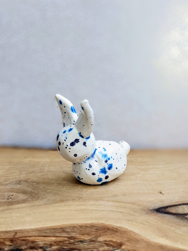 Mini ceramic speckle bunny tiny rabbit handmade clay tiny bunny miniature Easter spring tiny animal Easter basket image 10