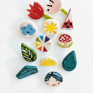 Sunrise ceramic pin brooch lapel pin ceramic jewelry handmade gift spring easter collectible pin image 3