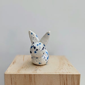 Mini ceramic speckle bunny tiny rabbit handmade clay tiny bunny miniature Easter spring tiny animal Easter basket B/w standing ears