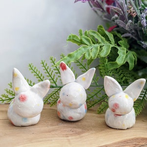 Mini ceramic speckle bunny tiny rabbit handmade clay tiny bunny miniature Easter spring tiny animal Easter basket image 9