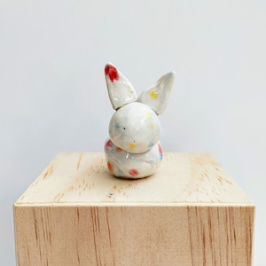 Mini ceramic speckle bunny tiny rabbit handmade clay tiny bunny miniature Easter spring tiny animal Easter basket image 8