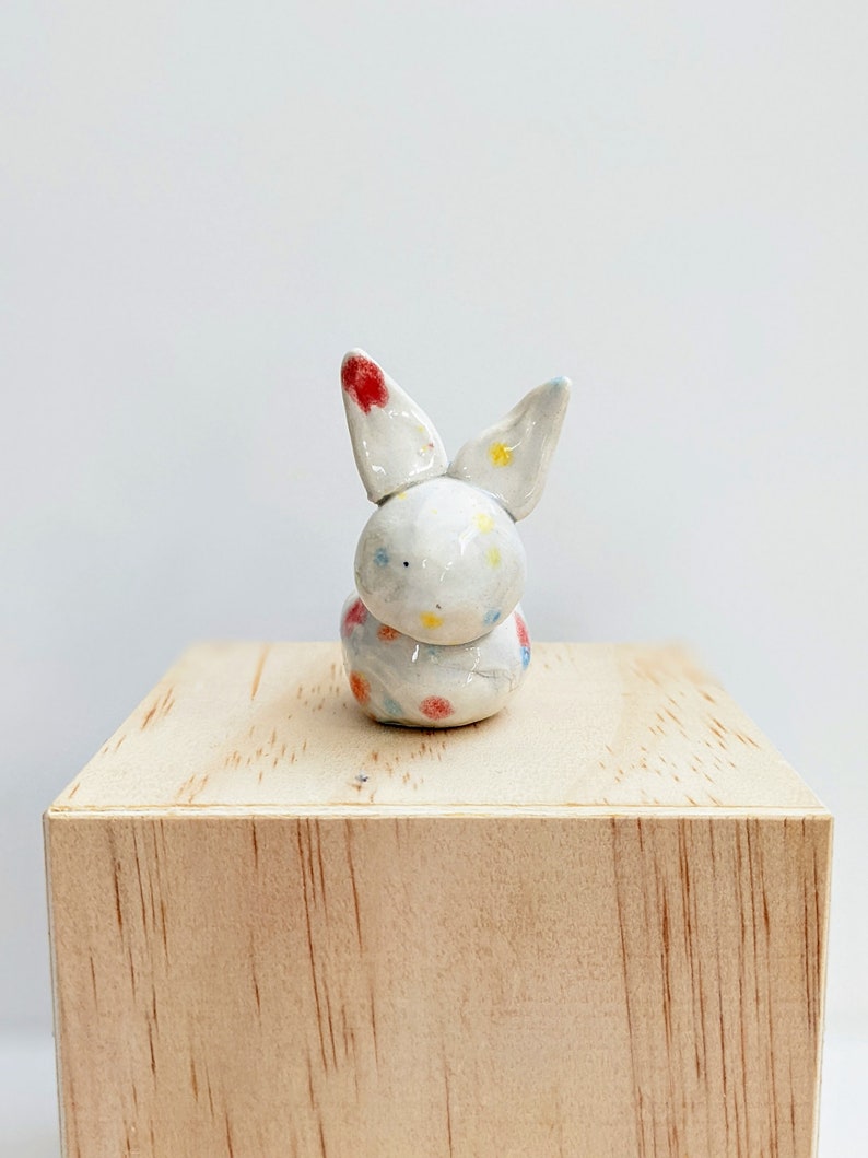 Mini ceramic speckle bunny tiny rabbit handmade clay tiny bunny miniature Easter spring tiny animal Easter basket image 8