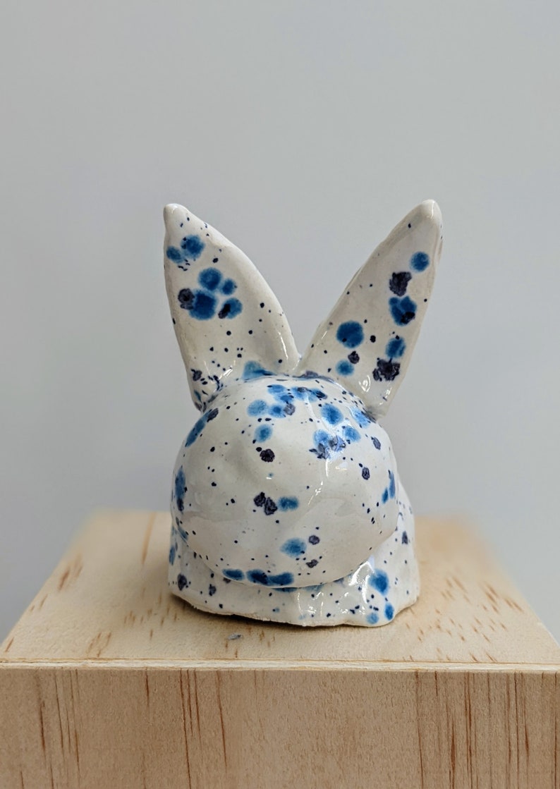 Mini ceramic speckle bunny tiny rabbit handmade clay tiny bunny miniature Easter spring tiny animal Easter basket Blue & white large