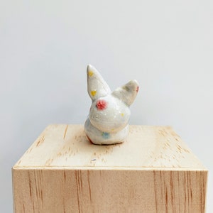 Mini ceramic speckle bunny tiny rabbit handmade clay tiny bunny miniature Easter spring tiny animal Easter basket image 7