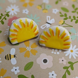 Sunrise ceramic pin brooch lapel pin ceramic jewelry handmade gift spring easter collectible pin image 6