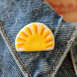 Sunrise ceramic pin brooch lapel pin ceramic jewelry handmade gift spring easter collectible pin image 1