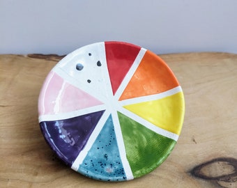 Speckled color wheel trinket dish | small dish | catchall dish | ring dish | handmade gift | soap dish | spoon holder | tealight holder