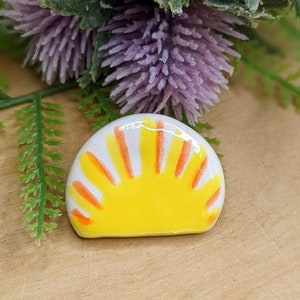 Sunrise ceramic pin brooch lapel pin ceramic jewelry handmade gift spring easter collectible pin image 5