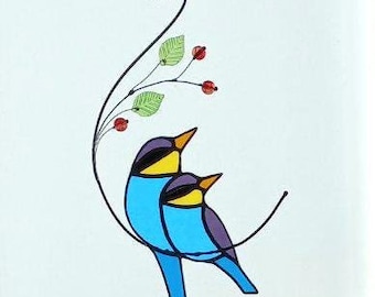 Bird Stained Glass Suncatcher: Handmade Window Hanging Decor