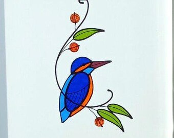 Kingfisher Stained Glass Suncatcher: Handmade Bird Window Hanging