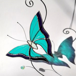 Stained glass butterfly Suncatcher - Handmade Stained Glass Art Window Decor - Perfect Gift for Her - Fly insect Butterly artwork