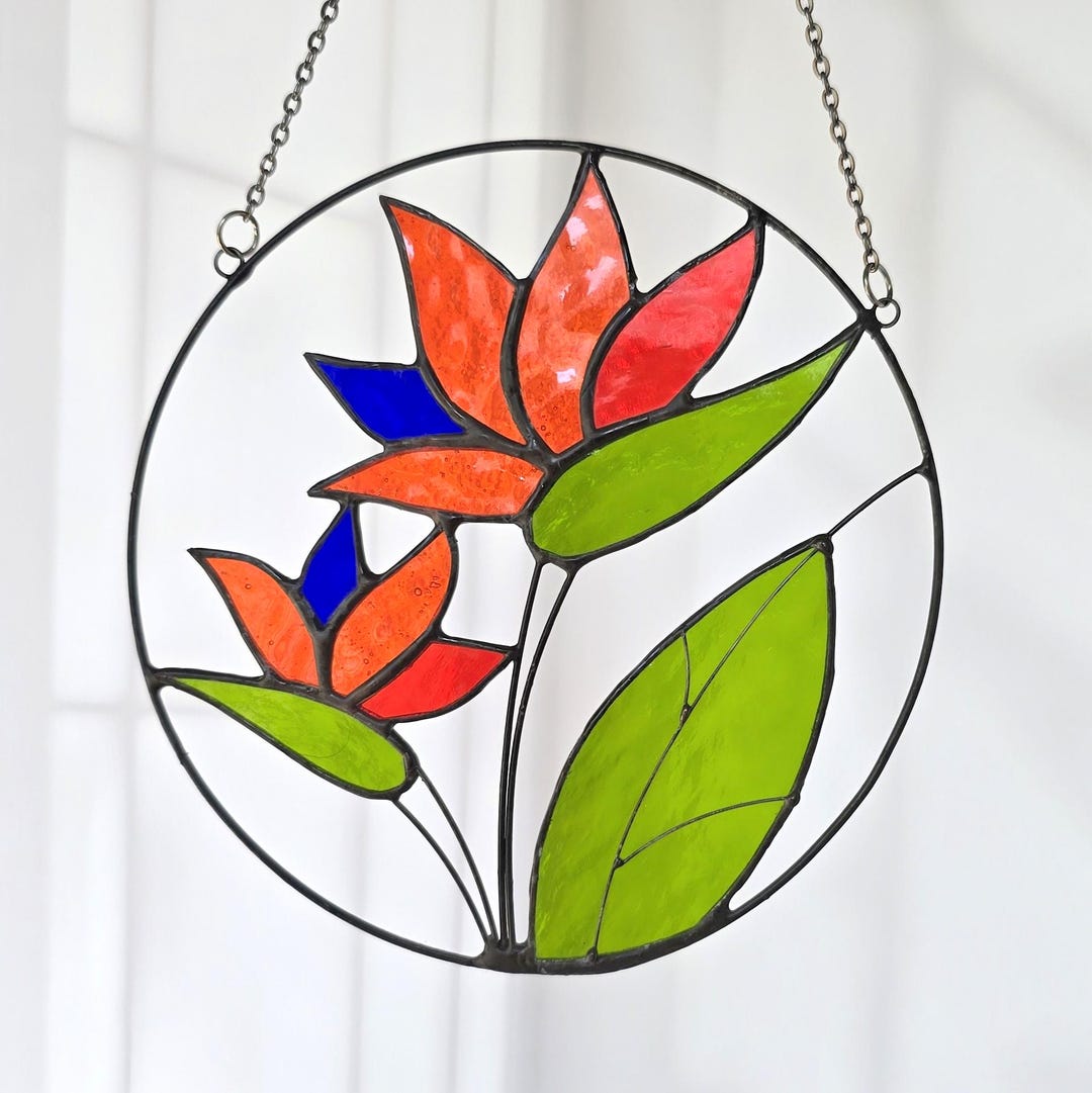 Bird of Paradise Stained Glass Suncatcher: Tropical Floral Window Art ...