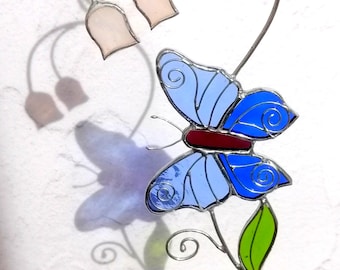 Blue Butterfly Suncatcher: Stained Glass Window Decor