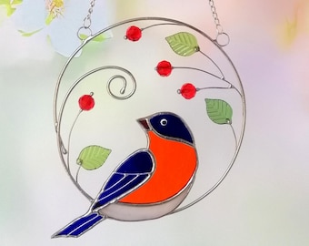 Bluebird Suncatcher: Stained Glass Bird Window Hanging