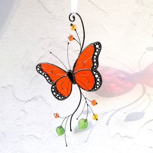 Butterfly stained glass suncatcher Monarch Butterfly Home Decor Gift New home gift Window hanging decor Handcrafted gift Housewarming gift